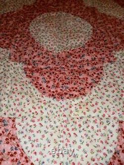 HUGE Vintage 100% Handstitched Handmade Quilt 100in X 108in Beautiful Very Soft