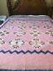 Hand Made Vintage Quilt 87x70 1930s Pinkvg Cond