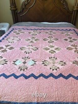 Hand Made Vintage Quilt 87x70 1930s PinkVG Cond