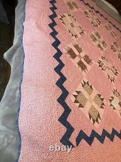 Hand Made Vintage Quilt 87x70 1930s PinkVG Cond