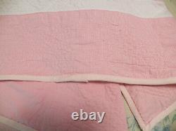 Hand QUILTED Vintage Basket Pink Gingham Quilt Full Size