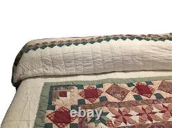 Hand Quilted King Size Quilt Handmade 103x93 Beautiful Vintage Blanket