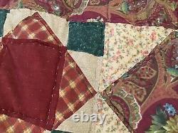 Hand Quilted King Size Quilt Handmade 103x93 Beautiful Vintage Blanket