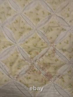 Hand Stitched Cathedral Window Size Quilt Vintage 90 x 80