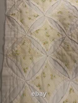 Hand Stitched Cathedral Window Size Quilt Vintage 90 x 80