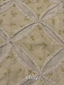 Hand Stitched Cathedral Window Size Quilt Vintage 90 x 80