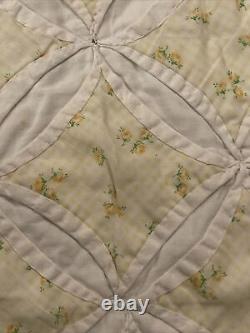 Hand Stitched Cathedral Window Size Quilt Vintage 90 x 80