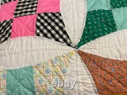 Hand Stitched Improved Nine (9) PATCH Cotton Quilt Full size 84 x 75