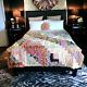 Hand Tied Quilt Colorful Rainbow Color Vintage Large 90.5 X 94 Boho Shabby Chic
