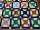 Handmade Antique Patchwork Twin Quilt Multi Color Blended Fabrics 66 X 80
