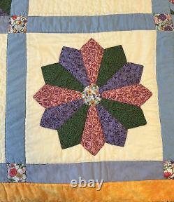 Handmade Appliqué Queen Quilt Multicolor Patchwork Flower Sun Bonnet Sue 94x96