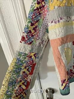 Handmade Jacket Made From Vintage Quilts Multi Color Floral L XL