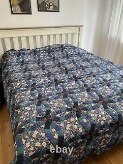 Handmade Patchwork Quilt Bedspread Super King Vintage Heirloom Country 275 X 275
