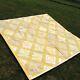 Handmade Quilt Basket Blocks 77 X 77 Vintage Top Hand Quilted New Backing Cotto