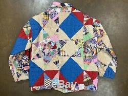 Handmade Quilt Coat Jacket Zip Front VTG Blanket Bed KAS Original Texas USA Made