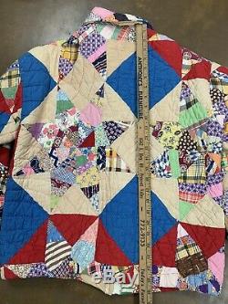 Handmade Quilt Coat Jacket Zip Front VTG Blanket Bed KAS Original Texas USA Made