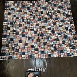 Handmade Quilt Colorful Bed Spread Comforter Squares Blocks Patchwork 99x87