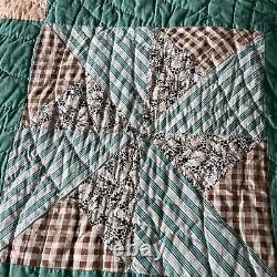 Handmade Quilt Colorful Pinwheel Feedsack 68x84 1930's Antique Double Twin