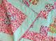 Handmade Quilt Signed Taylor 2016 Pink & Green Machine Stitched 68x88 Excellent