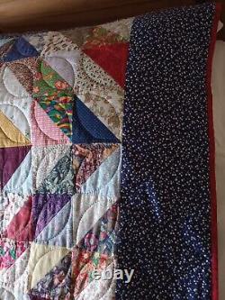 Handmade Vintage 1990s Patchwork Quilt Multicoloured 215x154cm Unused Very Good