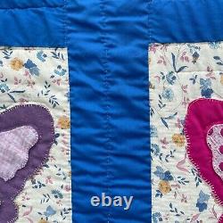 Handmade Vintage Butterfly Quilt Stars Floral Patchwork 104 x 85