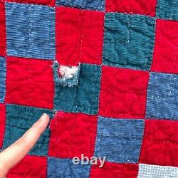 Handmade Vintage Corduroy Quilt Around the World Patchwork Boho Hippie 83x77