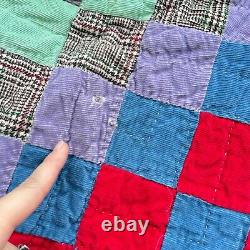 Handmade Vintage Corduroy Quilt Around the World Patchwork Boho Hippie 83x77