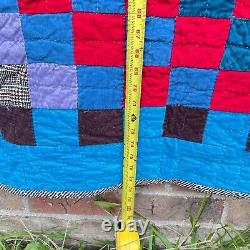 Handmade Vintage Corduroy Quilt Around the World Patchwork Boho Hippie 83x77