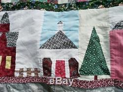 Handmade Vintage Cotton Patchwork Quilt Around The Block Block Quilt /Nice