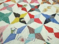 Handmade Vintage Hummingbird Pattern Quilt with 1940s & 1950s Fabrics