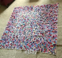 Handmade Vintage Multicolored Patchwork Quilt from the Early 1900's