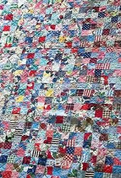 Handmade Vintage Multicolored Patchwork Quilt from the Early 1900's