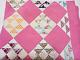 Handmade Vintage Pink Jack's Delight Patchwork Quilt 1940s-50s 56x88 Feedsack F