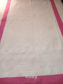 Handmade Vintage Pink Jack's Delight Patchwork Quilt 1940s-50s 56x88 Feedsack F