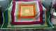 Handmade Vintage Quilt 74x 84 Patchwork Rainbow Blocks Colorful Excellent Cond