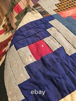 Handmade Vintage Quilt Wabi Sabi 80x70 Gee's Bend Stitch Signed BTM Rustic