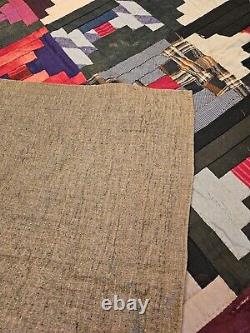 Handmade Vintage Quilt Wabi Sabi 80x70 Gee's Bend Stitch Signed BTM Rustic