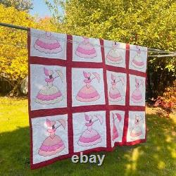 Handmade Vintage Victorian Lady with Parasol Southern Belle applique Quilt