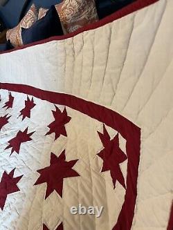 Handmade quilt red Star queen vintage patchwork