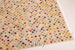 Huge 1977 Vintage Handmade Quilt Cathedral Window Patchwork Hand Sewn 104x92