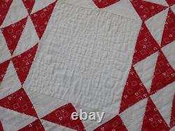 Incredible! Antique 1880s Turkey Red & white Ocean Waves QUILT Great Border