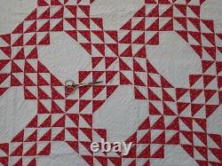 Incredible! Antique 1880s Turkey Red & white Ocean Waves QUILT Great Border