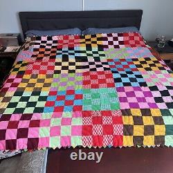 Incredible Vintage Handmade, Double Sided Quilt? 100 X 75in! AH-MAZING