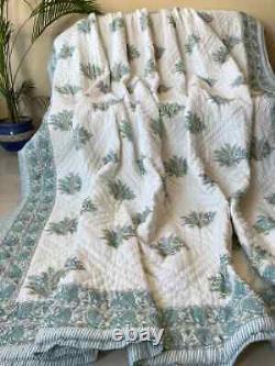 Indian Hand Block printed Cotton quilt handmade Jaipur Quilt vintage quilt