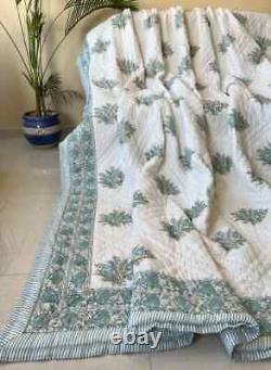 Indian Hand Block printed Cotton quilt handmade Jaipur Quilt vintage quilt