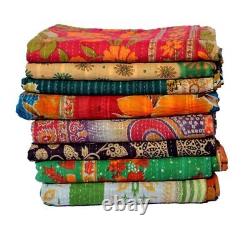 Indian Handmade Quilt 10 Pc Vintage Kantha Cotton Blanket Gudari Bedspread Throw