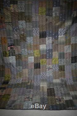 Indian Handmade Vintage Quilt Patola Silk Sari Kantha Patch Work Bedspread Gudri
