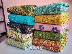 Indian Lot Wholesale Handmade Vintage Kantha Quilt Reversible Throw Gudri