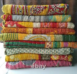 Indian Lot Wholesale Handmade Vintage Kantha Quilt Reversible Throw Gudri