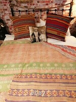 Indian Vintage Handmade Kantha Quilt Blanket Quilt Single Coverlet Throw